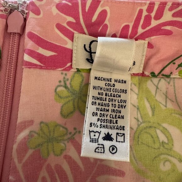 Lilly Pulitzer Pink + Lime green Shorts Skirt cotton monkey skirt sz 8 - Picture 15 of 16
